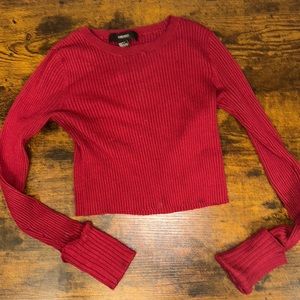 Forever 21 Raspberry Ribbed Cropped Sweater Size Small